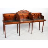 A late 19th / early 20th century carved mahogany banking / clerks table, of elongated rectangular