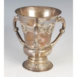 An Edwardian silver three handled cup, Dublin, 1905, makers mark of 'JW over FCW', with three