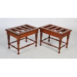 A pair of early 20th century mahogany luggage stools / racks, of rectangular form with slatted