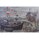 Joseph Maxwell (20th century) The Royal Yacht at Barra oil on board, signed lower left and dated '57