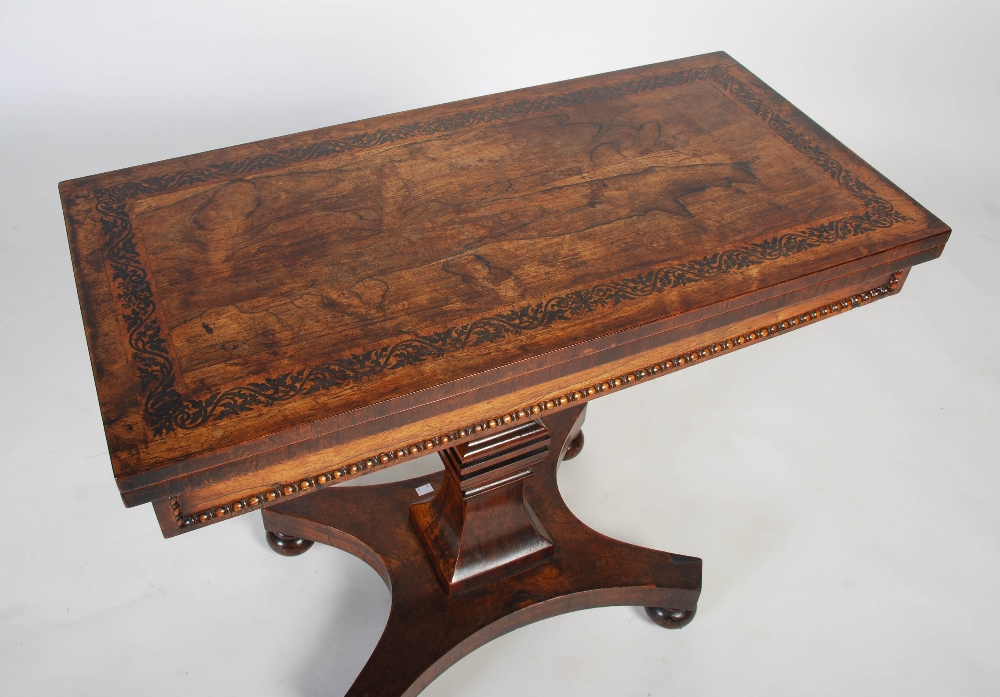 An early 19th century Scottish rosewood, burr walnut and ebony marquetry folding card table, the - Image 2 of 11