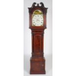 A 19th century mahogany longcase clock, the enamel dial with Roman numerals and subsidiary dials,