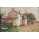 Maud Hollyer (1865-1938) Village cottage oil on canvas, signed lower right 19cm x 29cm