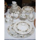 A ROYAL DOULTON 'LARCHMONT' PATTERN PART DINNER SET, TOGETHER WITH A ROSE DECORATED OVAL-SHAPED