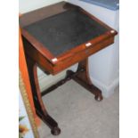 A 19TH CENTURY ROSEWOOD DAVENPORT DESK, THE HINGED WRITING SLOPE OPENING TO A FITTED INTERIOR WITH