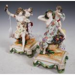 PAIR OF LATE 19TH/ EARLY 20TH CENTURY CONTINENTAL PORCELAIN FIGURE GROUPS EACH MODELLED WITH