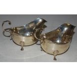 PAIR OF SHEFFIELD SILVER SAUCE BOATS, MAKERS MARK OF 'BROOK & SON', 7.7 TROY OZS