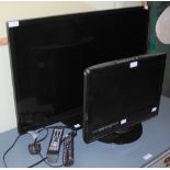 SAMSUNG FLATSCREEN TV TOGETHER WITH ANOTHER SMALLER CURRYS ESSENTIALS FLATSCREEN TV