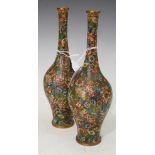 PAIR OF LATE 19TH/ EARLY 20TH CENTURY JAPANESE CLOISONNE VASES DECORATED WITH CHRYSANTHEMUM, PEONY