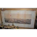 A LARGE FRAMED 19TH CENTURY HAND-COLOURED MILITARY LITHOGRAPH, TITLED' THE MILITARY REVIEW, THE CAMP