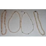 FOUR ASSORTED PEARL NECKLACES