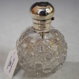 LONDON SILVER-MOUNTED CUT-GLASS PERFUME BOTTLE WITH PUSH-BUTTON ATOMISER