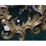 PAIR OF BRASS ROCOCO STYLE CHENETS