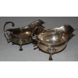 TWO ANTIQUE LONDON SILVER SAUCE BOATS GROSS WEIGHT 9.2 TROY OZS