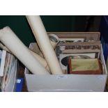 BOX OF ASSORTED VINTAGE POSTCARDS, AUTOGRAPH BOOKS, PHOTOGRAPHS AND DRAWINGS