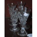 SEVEN ASSORTED 19TH CENTURY FACET CUT CORDIAL GLASSES, APPROXIMATELY 12CM HIGH