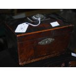 A 19TH CENTURY MAHOGANY SARCOPHAGUS-SHAPED TEA CADDY