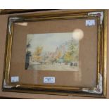 LATE 19TH CENTURY BRITISH SCHOOL A SKETCH OF A STREET SCENE PENCIL AND WATERCOLOUR ON PAPER,