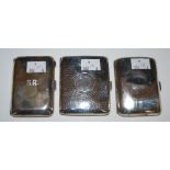 THREE ASSORTED SILVER CIGARETTE CASES, GROSS WEIGHT 7.2 TROY OZS