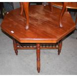 A LATE 19TH / EARLY 20TH CENTURY OCTAGONAL SHAPED WINDOW TABLE ON FOUR TURNED SUPPORTS