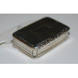 ANTIQUE BIRMINGHAM SILVER VINAIGRETTE, MAKERS MARK 'J.W' THE HINGED COVER INSCRIBED 'FROM A FRIEND',