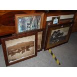 GROUP OF SEVEN ASSORTED DECORATIVE PICTURES AND PRINTS TO INCLUDE A PAIR OF OAK FRAMED PHOTOGRAPHS