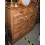 A LATE 19TH CENTURY WALNUT CHEST OF TWO SHORT OVER THREE LONG DRAWERS