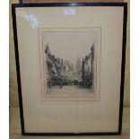 A GROUP OF THREE ETCHINGS TO INCLUDE CHARLES PHILLIPS - NARROW OF THE OVERGATE, DUNDEE, SIGNED IN