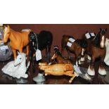 SIX ASSORTED BESWICK HORSES, AND TWO OTHER CERAMIC FOAL FIGURE GROUPS