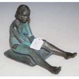 WALTER AWLSON, A LIMITED EDITION CERAMIC FIGURE GROUP OF A FEMALE NUDE, WITH BRONZE FINISH SIGNED