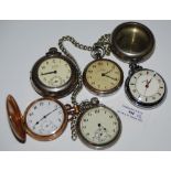 A COLLECTION OF FIVE ASSORTED POCKETWATCHES TO INCLUDE YELLOW METAL HUNTER CASED POCKETWATCH, FOUR