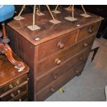 A 19TH CENTURY MAHOGANY CHEST OF TWO SHORT OVER THREE LONG DRAWERS RAISED ON BUN FEET