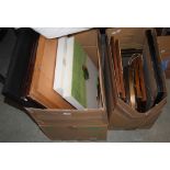 TWO BOXES CONTAINING A LARGE SELECTION OF ASSORTED DECORATIVE PICTURES AND PRINTS
