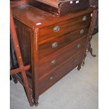 AN EARLY 20TH CENTURY MAHOGANY CHEST OF FOUR LONG GRADUATED DRAWERS