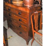 A 19TH CENTURY MAHOGANY AND BOXWOOD LINED CHEST OF TWO SHORT OVER THREE LONG GRADUATED COCKBEADED