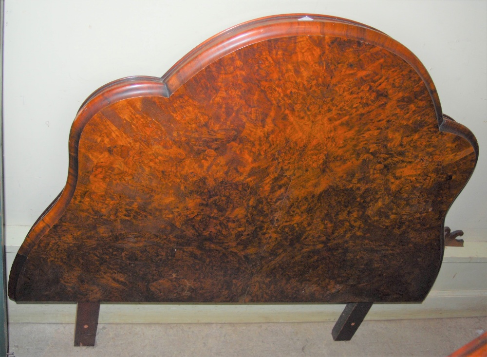 A VICTORIAN WALNUT TABLE TOP CONVERTED TO A PAIR OF SINGLE HEADBOARDS