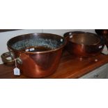 COPPER TWIN-HANDLED MIXING BOWL, TOGETHER WITH THREE OTHER COPPER MIXING BOWLS