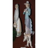 THREE ASSORTED LLADRO FIGURE GROUPS TO INCLUDE A GIRL WITH BASKET, A GIRL READING A BOOK, AND A