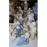 A COLLECTION OF LLADRO AND NAO PORCELAIN FIGURES AND BIRDS