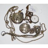 A CONTINENTAL SILVER CASED FOB WATCH WITH ARABIC NUMERAL DIAL, A CHESTER SILVER CASED POCKETWATCH