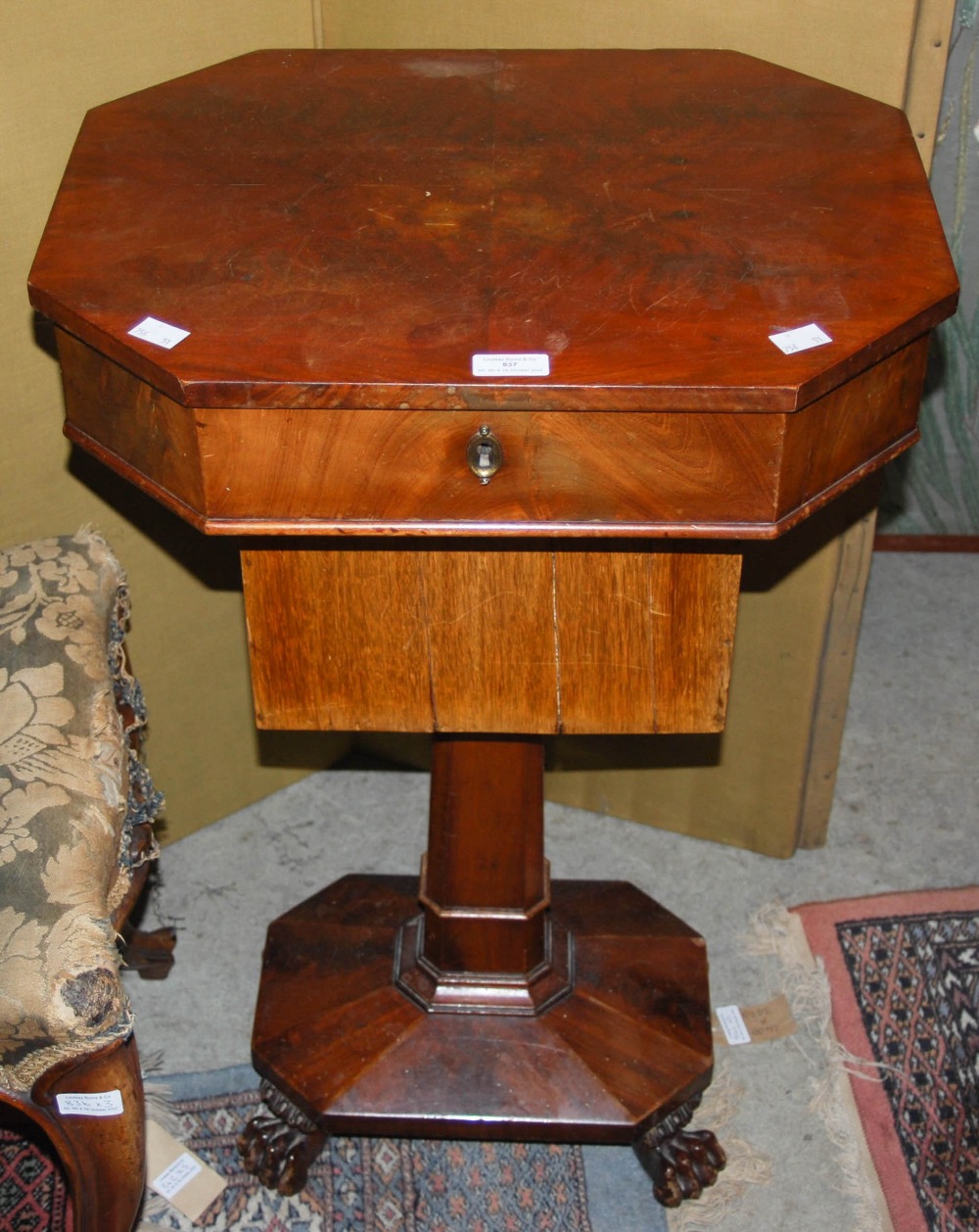 A 19TH CENTURY MAHOGANY WORK TABLE (ALTERATIONS)