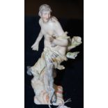 A MEISSEN PORCELAIN FIGURE OF A SYRINX, AFTER A MODEL BY MEYER, BLUE CROSS SWORDS MARK, 15CM HIGH