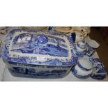 A SPODE ITALIAN PATTERN TWIN-HANDLED RECTANGULAR BOX AND COVER, TOGETHER WITH REMAINING SPODE