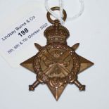 GREAT WAR INTEREST - A 1914 STAR MEDAL INSCRIBED TO '2.LIEUT.J.W.BARCLAY., HIGH.L.I.'