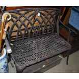 A METAL TWO SEATER GARDEN BENCH