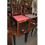 A 19TH CENTURY MAHOGANY D-END DINING TABLE WITH SINGLE LEAF AND SIX MATCHING CHAIRS