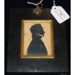 A 19TH CENTURY PORTRAIT SILHOUETTE, REVERSE INSCRIBED 'CHARLES HARDY', IN EBONISED FRAME