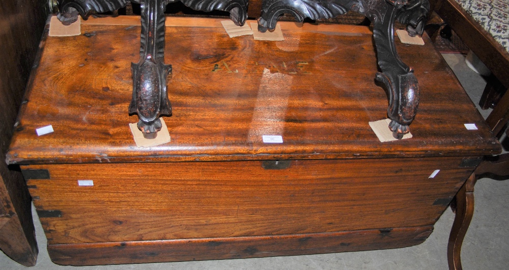 A LATE 19TH/ EARLY 20TH CENTURY BRASS-BOUND CAMPHOR CHEST