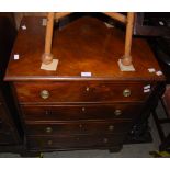 A GEORGE III STYLE MAHOGANY DWARF CHEST OF FOUR COCKBEADED DRAWERS ON BRACKET FEET