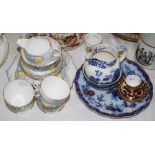 A SHELLEY PART TEA SET DECORATED WITH BLUE, YELLOW AND PINK COLOURED FLOWERS, TOGETHER WITH A A
